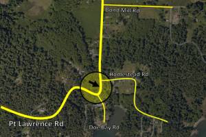 Point Lawrence Road down to single lane