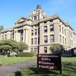 The Grays Harbor County Corrections Facility has a smaller population Wednesday, March 11, 2020, since earlier this month when the sheriff limited the types of bookings into the Montesano, Washington, facility. The jail is located next to the county courthouse, seen here. (Michael Lang | Grays Harbor News Group)