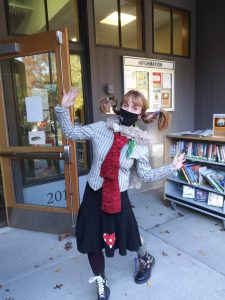 Diane Craig photo
Jennie DeGroot as Pippi Longstockings ready to hand out books to island trick or treaters!