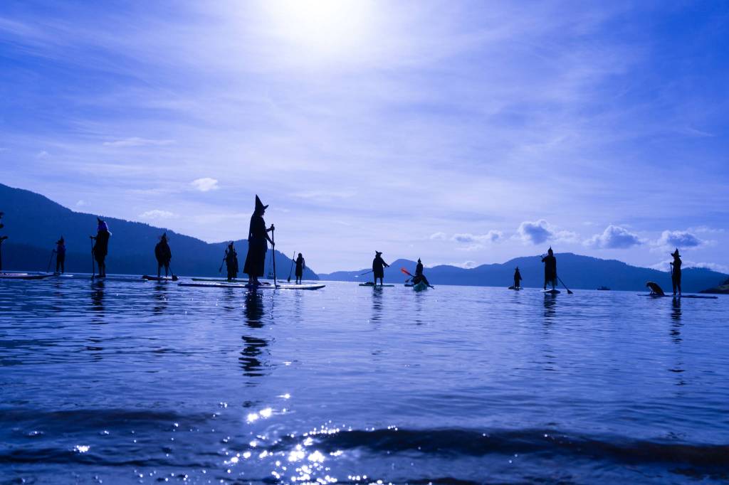 Mike Connell photo
The paddleboarding witches of Eastsound.
