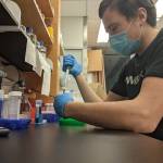 Rhys at his lab at the University of North Carolina, Chapel Hill.