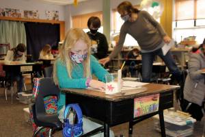 Jennifer Johnstons third-grade class at Orcas Island Elementary School. (Colleen Smith/staff photo)
