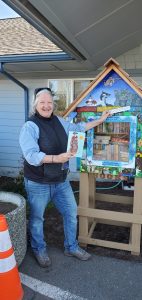 Contributed photo
Former OSC staffer and current school district librarian Vicky OKeefe, with the realization of an idea.