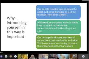 Members of Samish Tribe utilizing "Teams" to teach about their culture and historical lineage