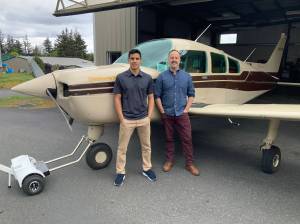 Contributed photo
Diego Rivera with Dave Billings, his mentor throughout the training program. The aircraft pictured is a Beechcraft B-23 Sundowner.