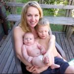 Megan with a newborn Lucas and son Royce.