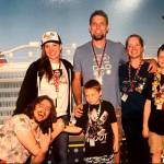 Left to right: Brian Duke, Rachel Duke, Josh and Megan Tye and their kids Lucas (in front) and Royce (right) during a trip to Disneyland.