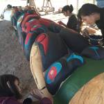 Contributed photo
House of Tears Carvers painting the Anthropocene Pole in 2018.