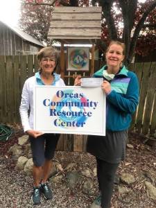 Linda Hamilton, Orcas Rotarys Pickleball event chair, and Erin ODell, Executive Director of Orcas Community Resource Center.