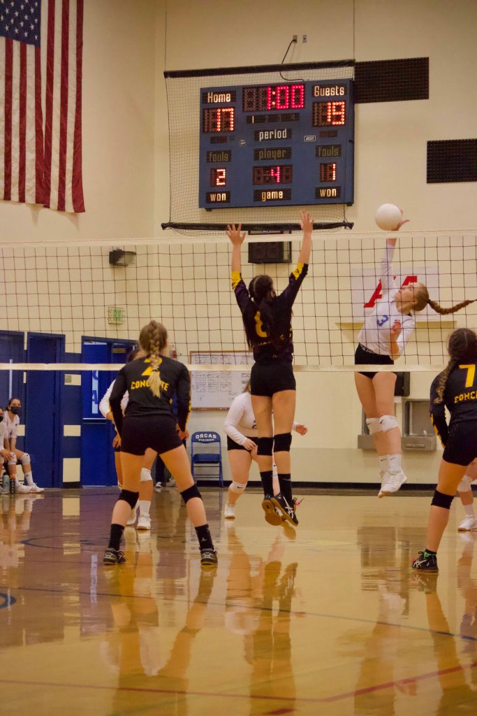 Corey Wiscomb photo
Ava Ashcroft elevates above the net for a hit.