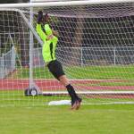 Corey Wiscomb photo
Junior Goalkeeper Paxton White leaps to the corner to block a LaConner Brave shot on goal.