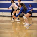Corey Wiscomb photo
Bring it on. Ava Ashcraft, Tayla Malo, and Milana Schneider prepare to receive the serve.