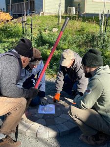 Kathryn Kier/Contributed photo
Odd Fellows volunteers working on new patio space at Aprils Grove townhomes in Eastsound.