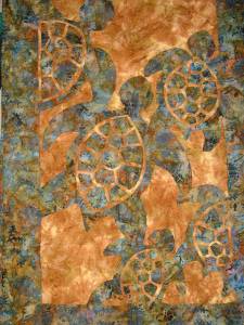 one of Jan McCorison's quilts on display at Orcas Island Library.