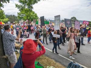 Barbara Paulsen/Contributed photo
A huge crowd made signs and marched in the Lopez Island Fourth of July parade.
