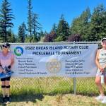 Contributed photo
Mark Fossenier and Marcie Moore of Seattle, gold winners of the mixed double (B division) with silver winners Cathy Trogdon of Orcas and Jennifer Corbin of Point Roberts, BC.