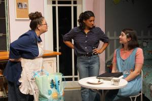 From left to right: Lisa Spesard as Della, Sofia Poe as Macy and Claire Orser as Jen in Orcas Centers production of The Cake.