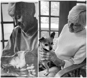 Kathy in the Farmhouse yesterday and today.