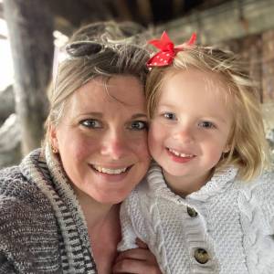 Kim with her daughter Charlie.