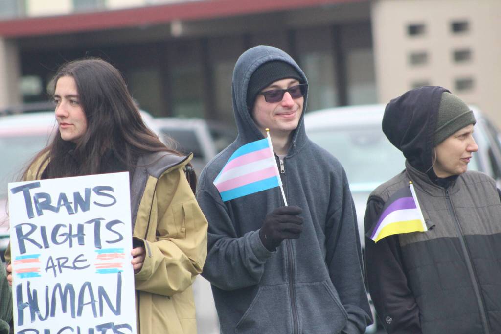 Heather Spaulding \ Staff photo
Lucy Marinkovitch (left) with fellow Trans community supporters.