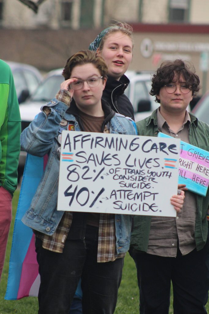 Heather Spaulding \ Staff photo
Syd Herda, Eleanor Gisleson, and Benji show their support for the Trans community.