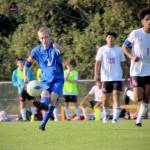 Corey Wiscomb photo.
Captain Sam Sutton advances the ball up the pitch.