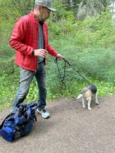 Rescuer Mike Puccio after finding Chet.