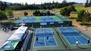 Overview of Buck Park Courts: 8 courts in play for the tournament.