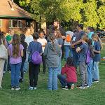 Kyler Morgan and his students.