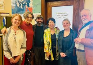 Pea Patch delegation visits with Rep. Lekanoff in Olympia to advocate for Pea Patch Community Campus funding. From l-r: Rusty Diggs, Suzanne Olson, Alex Callen, Rep. Lekanoff, Mariah Armenia, Bob Morris.