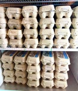 Food Bank customers get eggs from this refrigerated case.