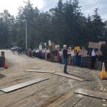 Locals engage in the Hands Off protest. Contributed photo.