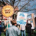 Locals engage in the Hands Off protest. Contributed photo.