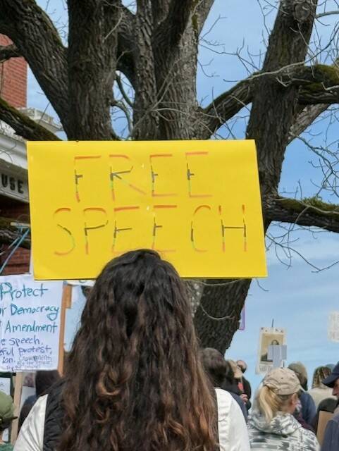 Heather Spaulding Staff photo
One of the hundreds of protesters April 5.