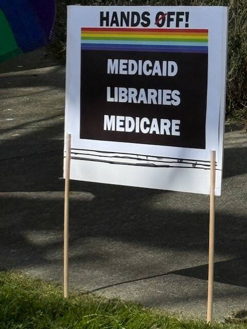 Heather Spaulding \ Staff photo
One of the Hands Off signs.