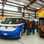 Volkswagon electric vehicles on showcase.