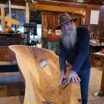 Doug Boyden photo.
Walter Henderson sanding one of the sculptures hollowed halves.