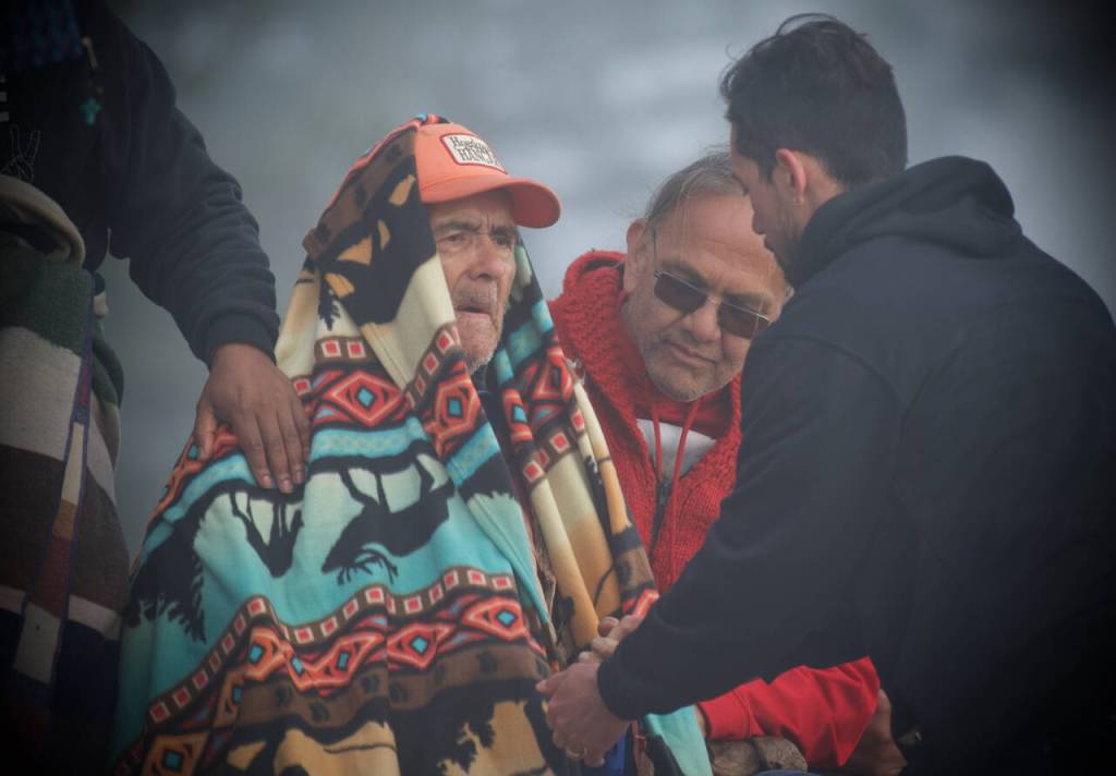 Darrell Kirk photo.
Tribe elder Richard (orange hat).