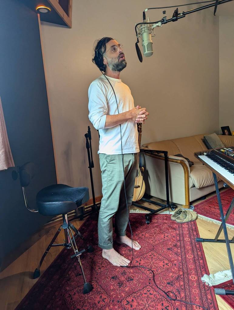 Tito Ramsey recording Croon 4 Doe Bay in Hidden Valley Studio.