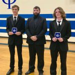 Forest Frausto, Band Director Darren Dix and Henry Walker with their letters.
Not pictured: Calvin Saxe.