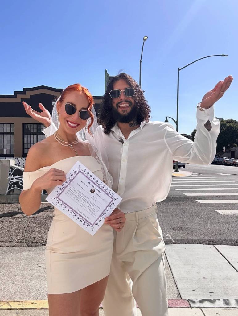 Rachel Leidig and Guilherme Silva on their wedding day.