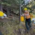 Ben Luna photo.
A bucket brigade from the lake was established to fully douse the area and eliminate any underground fire pockets.
