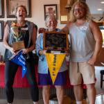 Jim Corenman photo.
The Purple Martin crew accepting their awards. Left to right: Tina Brown, Betsy Wareham and Sean Staley.