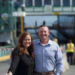 Darrell Kirk photo.
Gina and James Anderson at the Orcas ferry terminal.