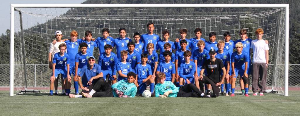 Corey Wiscomb photo.
Back row, left to right: Javier Puente Goana, Ziah Nash Watson, Diego Puente, Sam Vaccarella, Kevin Perez Torres, Angelo Vaccarella, Joaquin Shanks Morales, Hayes Richardson, Amaru Shanks Morales, Anthony Conejo, Lauro Quintero-Carrion, Zane Pechacek, Daniel Segault. Third row: Gus Carpenter, Jason Rodriguez Jaurequi, Justin Valazquez, Diego Cruz Gonzales, Drew Bond, Jack Marl, Junior Conejo Medina, Owen Carlson, Elijah Griffith, Andre Kasperski. Second Row: Coach Terry Turner, Avery Van Arsdale, Andy Meraz, Jaden Rodriguez, Golden Raymer, Coach Sid Hayworth. Front row: Tim Malow, Eli Orleman.