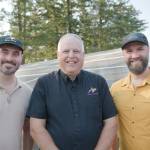 Contributed photo. Left to right: Callum McSherry (Cascadia Renewables), Dimitri Stankevich (Orcas Center) and Markus Virta (Cascadia Renewables).