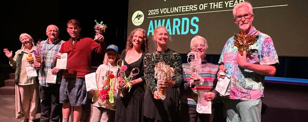 Colleen Smith Summers photo.
Left to right: Dorrie Braun, Evan Jacobsen, Jamey Moriarty, Jem Youngren (accepting for their mom Emily), Miramonee Darling, Tiffany Loney, Linda Ellsworth and Tom McDonough.