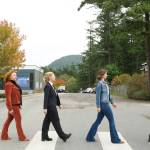 Darrell Kirk photo.
L-R: Jim Bredouw, Grace McCune, Tiffany Loney, Stormy Hildreth and Deborah Sparks recreate the iconic Abbey Road album cover.