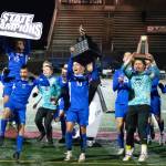 Matt Stolmeier photo.
The Vikings boys soccer team celebrates after their state championship win.