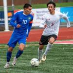 Matt Stolmeier photo.
Senior Joaquin Shanks-Morales was named Most Valuable Player this season. In November 2024, he was named the Washington Interscholastic Activities Association high school soccer player of the week. He is pictured here playing at state.